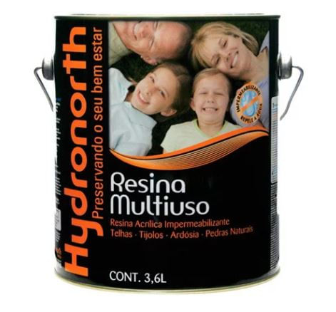Resina Impermeabilizante Multiuso Brilhante Base Solvente Incolor 3,6L Hydronorth