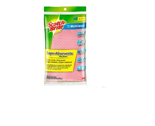 Pano Multi Uso Rosa 58X33 C/5 - Scoth Brite - 3M