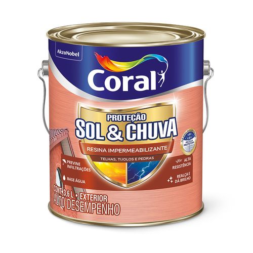 Resina Impermebealizante Base Agua Incolor Sol & CHUVA 3,6L CORAL