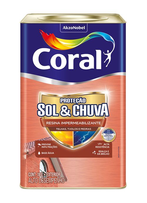 Resina Impermebealizante Base Agua Incolor Sol & CHUVA 18L CORAL