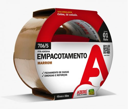 Fita Empacotamento Marrom 706 - 45MM X 45M - Adere