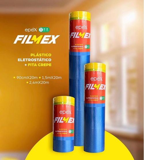 Filmex Filme Eletrostático Com Fita Crepe Para Mascaramento 1,5MX20M
