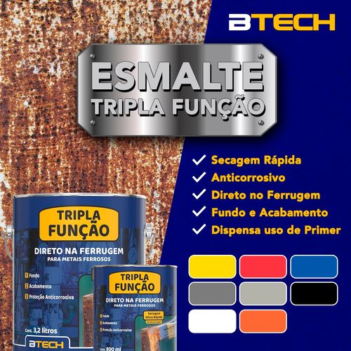 Esmalte Sintetico Brilhante Preto tripla Função 800ml. Btech