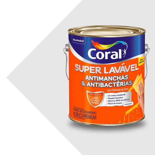 Tinta Acrílica Fosca Branco Super Lavável Eggshell 3,6L - Coral