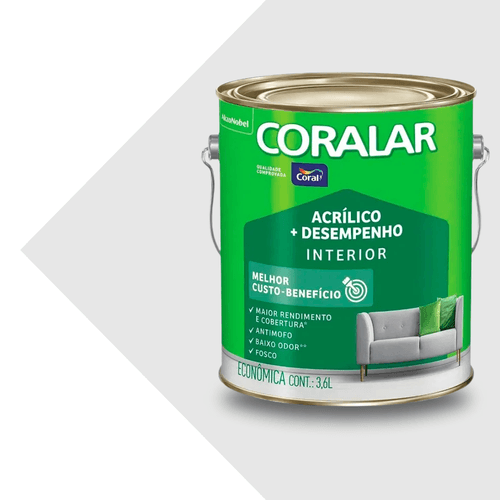 Tinta Acrílica Fosca Coralar + Desempenho Branco 3,6L Coral
