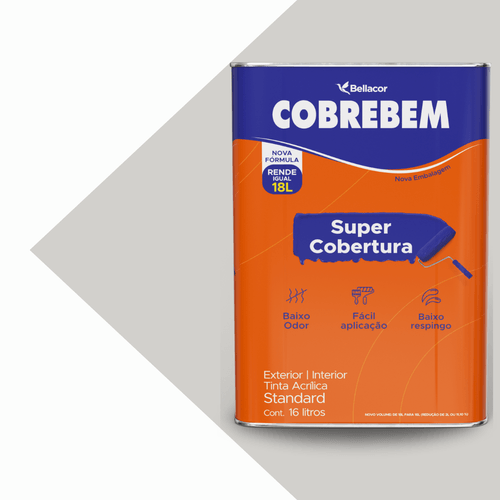 Tinta Acrílica Fosca Cobrebem Crômio 16L Bellacor