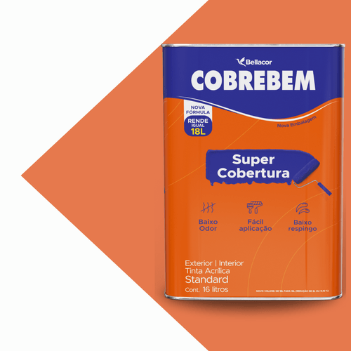 Tinta Acrílica Fosca Cobrebem Laranja Maracatu 16L Bellacor