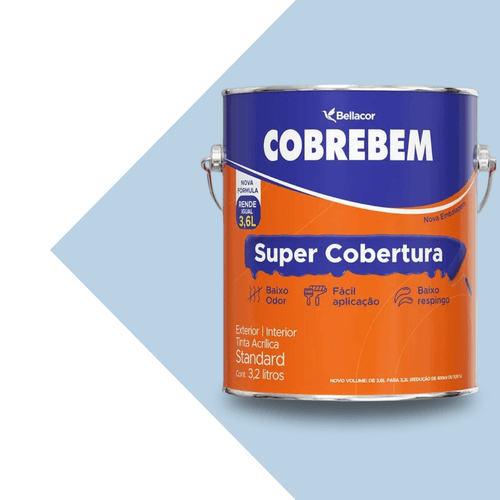 Tinta Acrílica Fosca Cobrebem  Azul Sereno 3,2L Bellacor