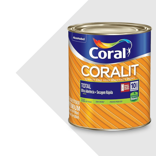 Esmalte Sintético Brilhante Branco Secagem Rápida Base Água 900ml Coral