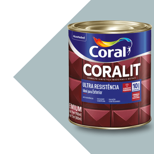 Esmalte Sintético Brilhante Cinza Médio Coralit Ultra Resistência 900ml Coral