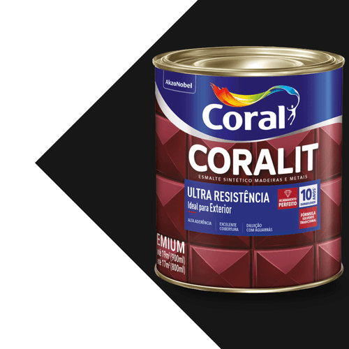 Esmalte Sintético Brilhante Preto Coralit Ultra Resistência 3,6L Coral