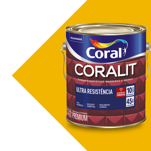 Esmalte Sintético Brilhante Amarelo Coralit Ultra Resistência 3,6L Coral