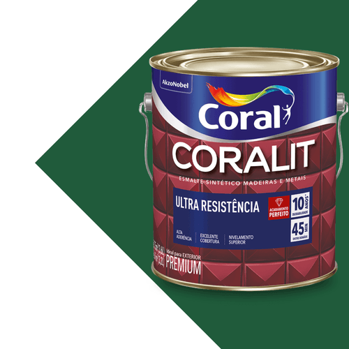 Esmalte Sintético Brilhante Verde Colonial Coralit Ultra Resistência 3,6L Coral