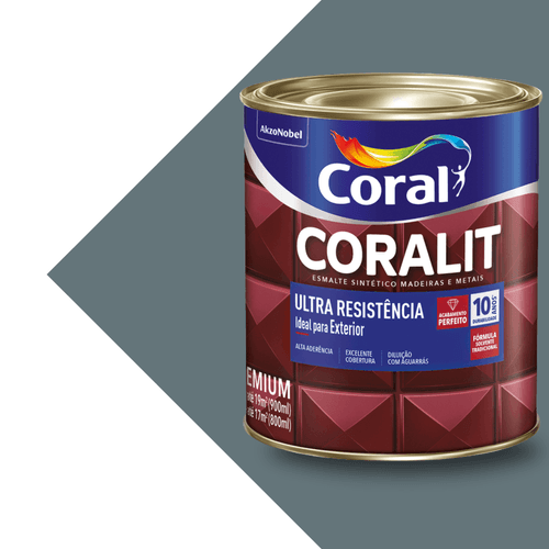 Esmalte Sintético Brilhante Cinza Escuro Coralit Ultra Resistência 900ml Coral
