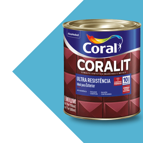 Esmalte Sintético Brilhante Azul Mar Coralit Ultra Resistêcia 900ml Coral