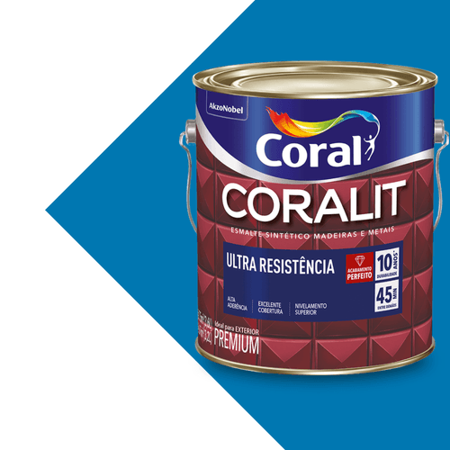 Esmalte Sintético Brilhante Azul França Coralit Ultra Resistência 3,6L Coral
