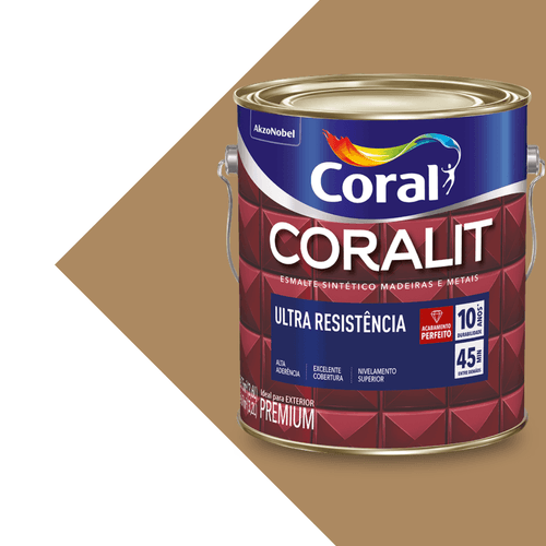 Esmalte Sintético Brilhante Marrom Conhaque Coralit Ultra Resistência 3,6L Coral