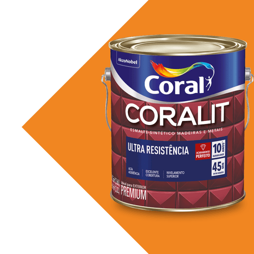 Esmalte Sintético Brilhante Laranja Coralit Ultra Resistência 3,6L Coral