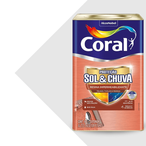 Resina Impermebealizante Base Agua Incolor Sol & CHUVA 18L CORAL