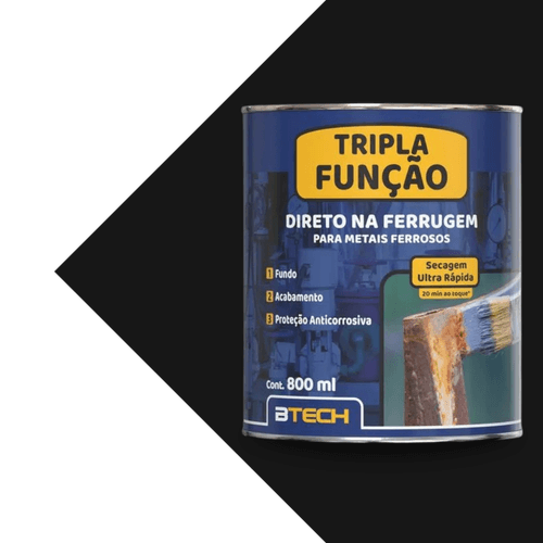 Esmalte Sintetico Brilhante Preto tripla Função 800ml. Btech