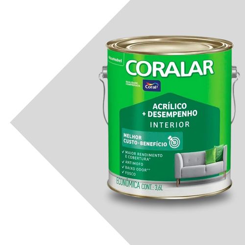 Tinta Acrílica Fosco Gelo 3,6L Coralar + Desempenho Coral