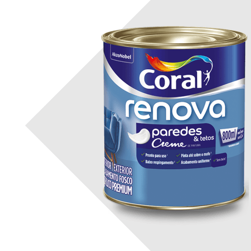 Tinta Acrilica Creme Renova Paredes e Tetos Branco 800ml - Coral
