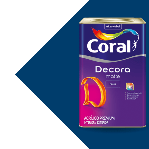 Tinta Acrílica Azul Puro Decora Matte Cor Do Ano Coral 16L