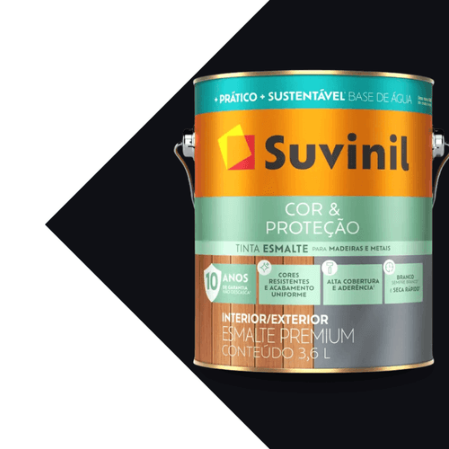 Suvinil Esmalte Sintético Fosco Agua 3,6 Preto