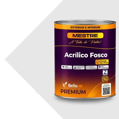 Tinta Acrilica Fosco Branco Mestre Bellacor Premium 0,8ml