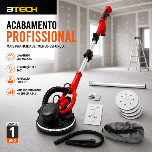 Lixadeira de Parede e Teto Profissional Orbital Eletrica Girafa Btech 110V ld255bz