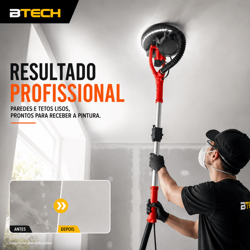 Lixadeira de Parede e Teto Profissional Orbital Eletrica Girafa Btech 110V ld255bz