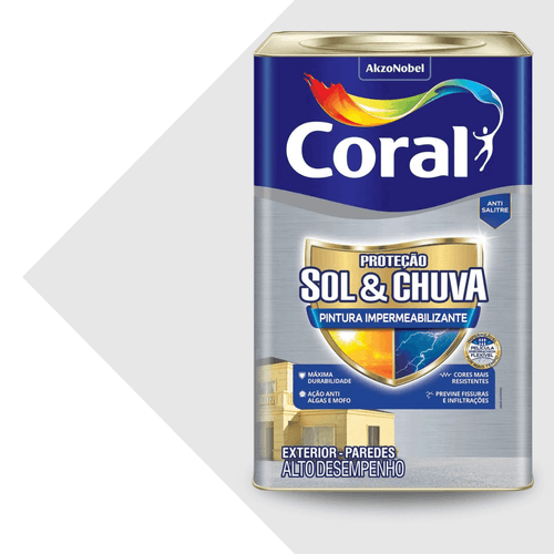 Tinta Acrílica Fosca Pintura Impermeabilizante Sol e Chuva Branco 18L Coral