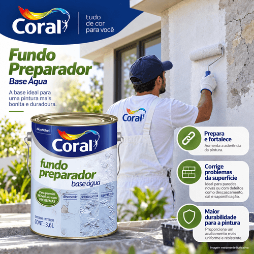 Fundo Preparador De Paredes Base Água 3,6L Coral